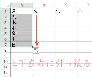 オートフィルの引っ張り方