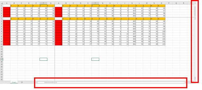 エクセルの分割表示の動き