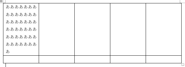 列が固定されたエクセルの表