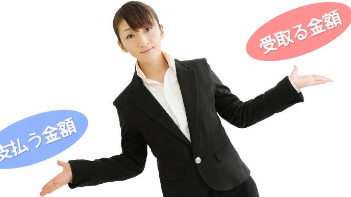 退職金の支払う金額と受取る金額について考えている女性