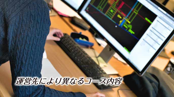 モニター画面で図面を確認する生徒