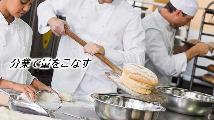 分業で仕事するパン職人