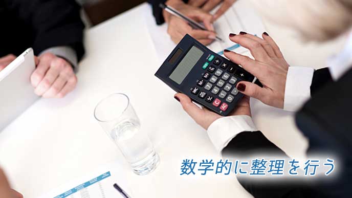 電卓を使って計算をしているビジネスマン