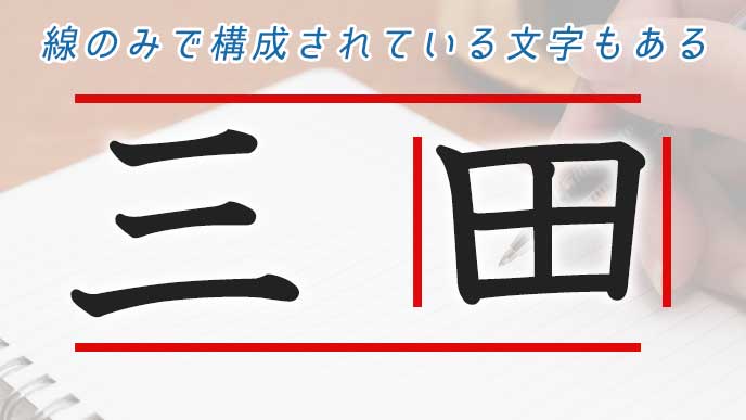 漢字の「三」と「田」