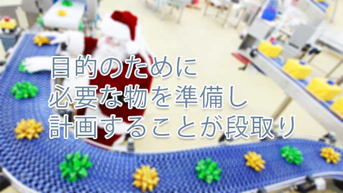 クリスマスに向けて準備してるサンタクロース