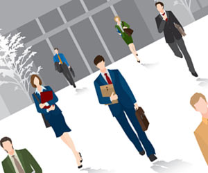 会社から帰宅する社員達