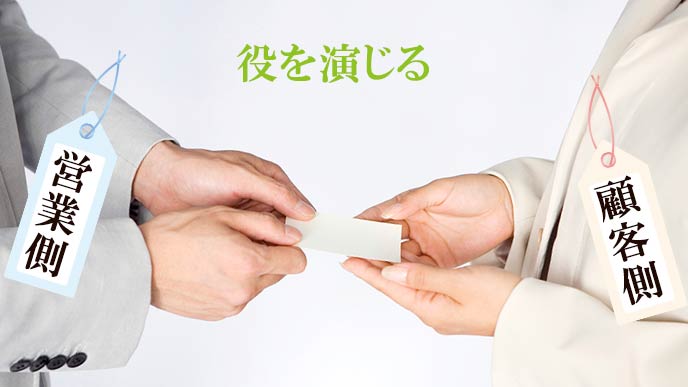 営業側と顧客側の両方の役割を演じる