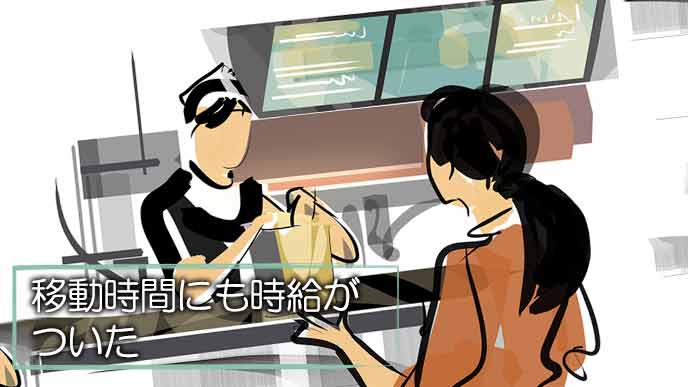 ファーストフード店で働く女性