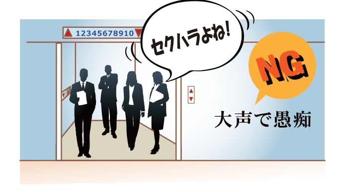 エレベーター内で大声で愚痴を言う