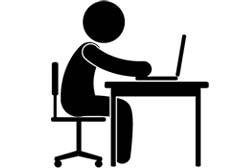 机に向かう人のピクトグラム