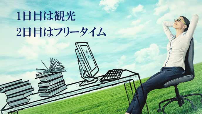 休暇プランを思い描く女性