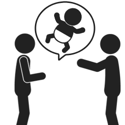 子供を言い訳に退席しようとしている人のイメージ