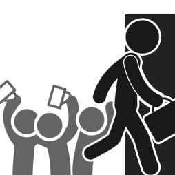 さっさと退席してしまう人のイメージ