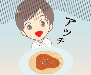 パスタを落とす店員