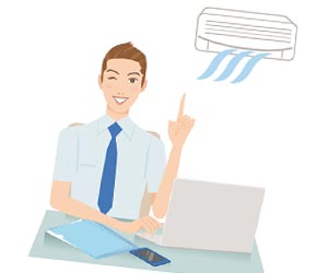 エアコンで快適な社員