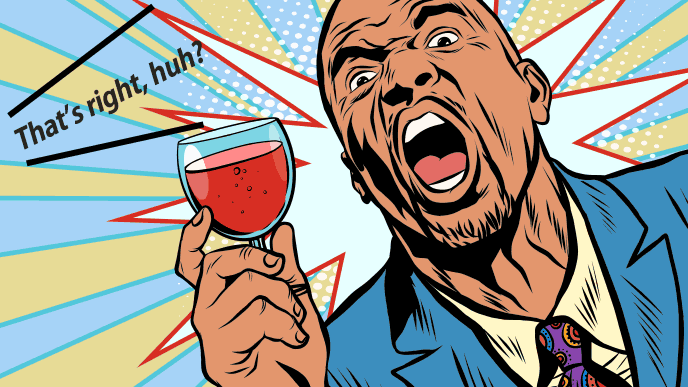 酒を飲んで荒ぶる上司のイラスト