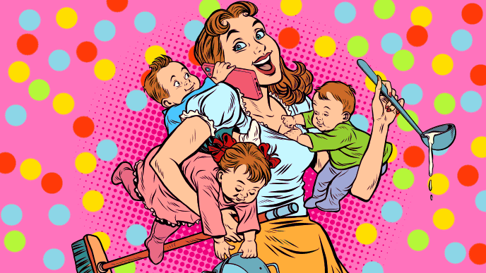 ベビーシッター兼ハウスキーパーの女性のイメージイラスト