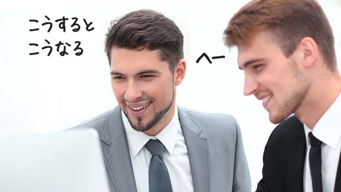 お願いする部下の男性とあっさり承諾する上司