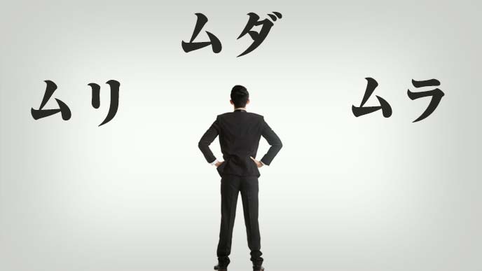 ムリ・ムダ・ムラと向き合う男性