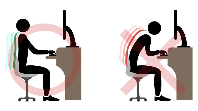 椅子に座る正しい姿勢と間違った姿勢