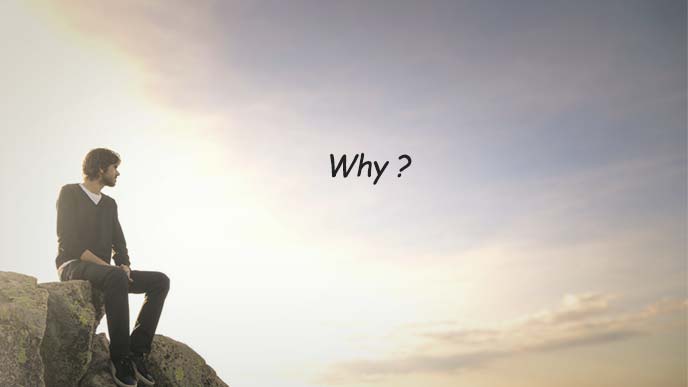 薄暮の荒野で岩に腰掛け遠くを見つめる青年