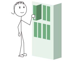 ファイルケースから書類を出す社員