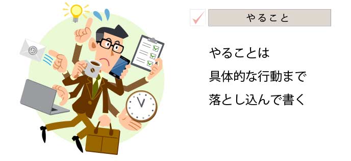 やることリストに書くことは具体的な行動レベル
